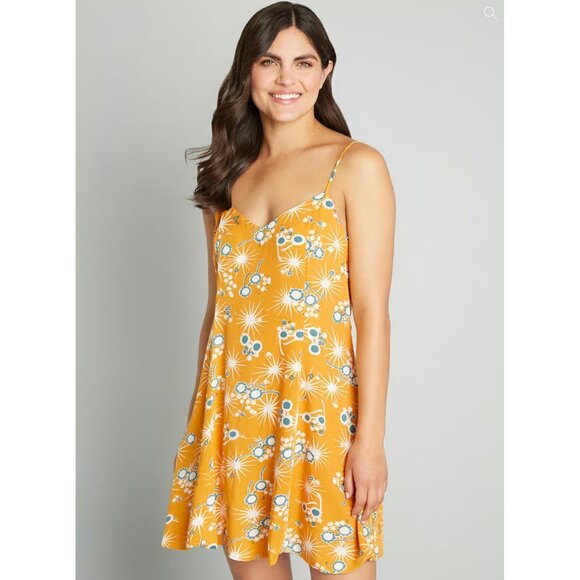 Modcloth On Cloud Nineties Shift Dress Women's Size Small Yellow & Blue NWT! - Picture 1 of 6
